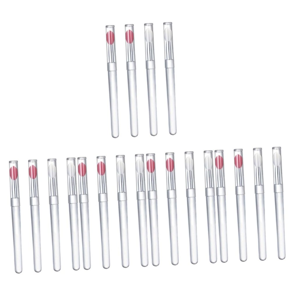 Balacoo 20 Pcs Silicone Lip Brush with Lid Eyeshadow Lip Makeup Brush Silicone Lip Applicator Makeup Tools Exfoliating Lip Brush Lipstick Lip Applicator Silica Gel, 10.8x0.9cm