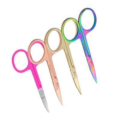 Beavorty 4pcs Stainless Steel Eyebrow Scissors and Nose Hair Trimmer Colorful Titanium Eyebrow Shaping Tools for Precise Grooming and Safe Trimming