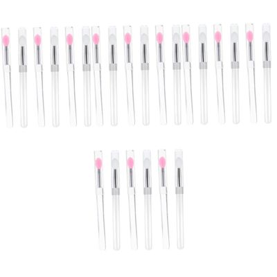 FRCOLOR 24pcs Portable Lidded Lip Makeup Silicone Brushes for Lip Gloss and Eyeshadow Skin-friendly and Easy to Carry for Daily and