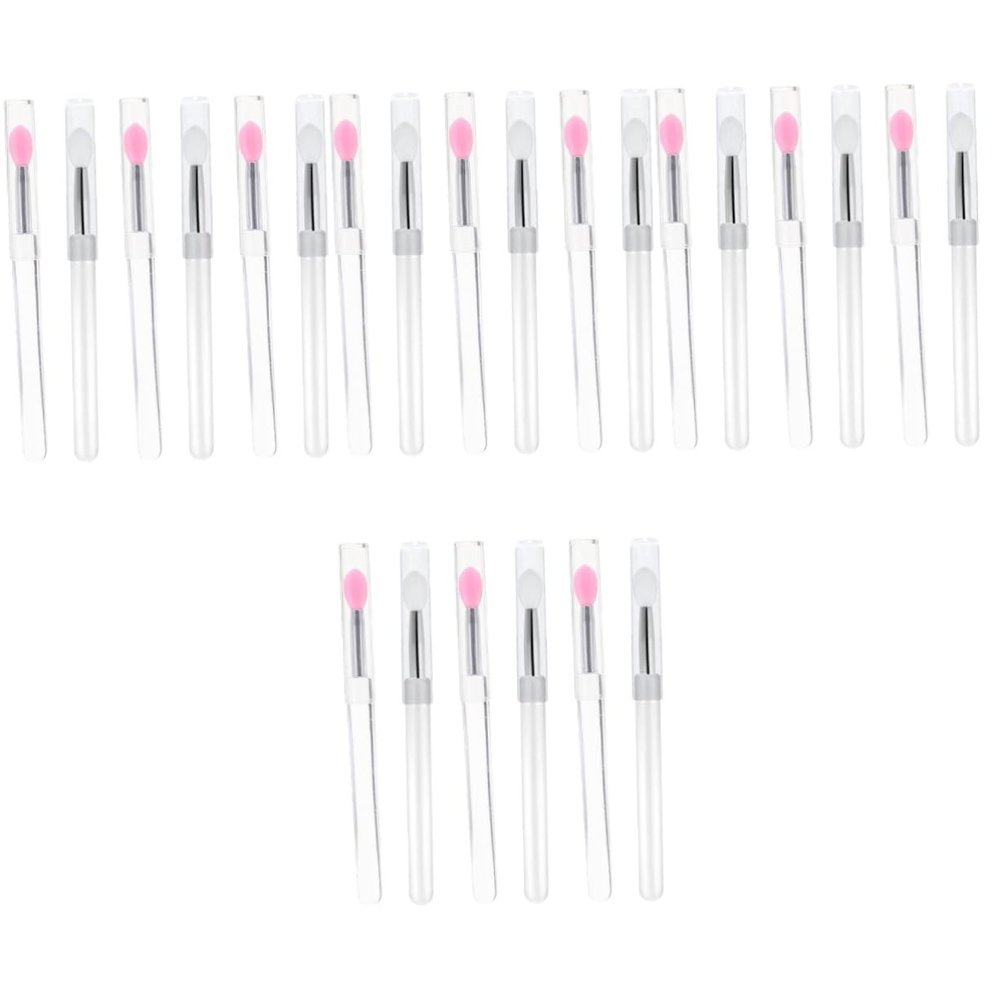 FRCOLOR 24pcs Portable Lidded Lip Makeup Silicone Brushes for Lip Gloss and Eyeshadow Skin-friendly and Easy to Carry for Daily and