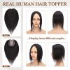 Rich Choices Hair Toppers for Women Real Human Hair 100% Human Remy Toppers NO Bangs for Women with Thinning on Top Clip in Hairpiece 4"x4.7"Lace Base 18 Inch #1B Natural Black view 3