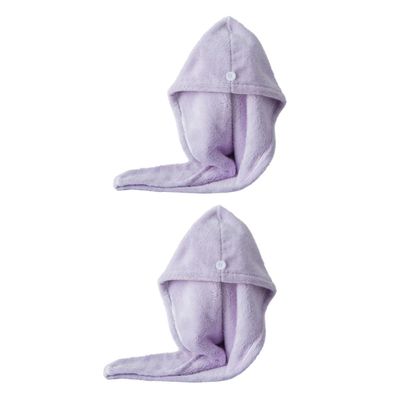 Beavorty 2pcs Hair Drying Towel Thicken Hair Wrap Fast Dry Absorbent Cap Portable for Home Travel