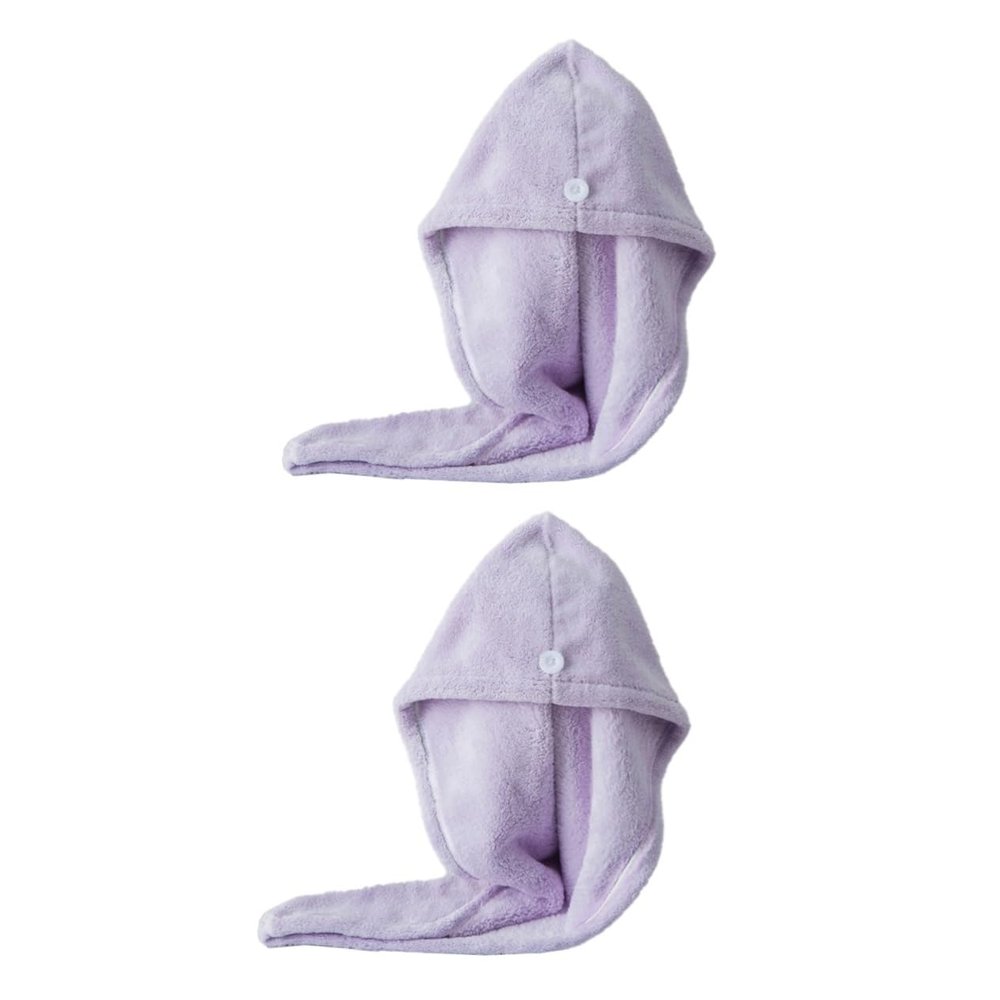 Beavorty 2pcs Hair Drying Towel Thicken Hair Wrap Fast Dry Absorbent Cap Portable for Home Travel