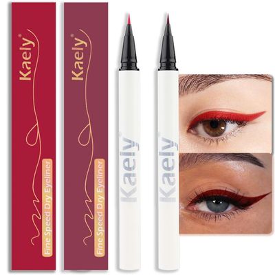 evpct 2Pcs Red Wine Red Waterproof Colored Eyeliner Liquid Eye Liner Set Long Lasiting Fine Speed Dry Colorful Liquid Eyeliner lapiz delineador de ojos contra el agua blanco para ojos de colores