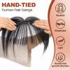 HAIRCUBE Bangs Hair Clip in Bangs 100% Real Human Hair Bangs Clip in Hair Extensions Fake Bangs Air Bangs Hairpieces for woman with Temples 3 Secure Clips in Full Fringe (Ombre Light Blonde) view 2