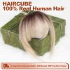 HAIRCUBE Bangs Hair Clip in Bangs 100% Real Human Hair Bangs Clip in Hair Extensions Fake Bangs Air Bangs Hairpieces for woman with Temples 3 Secure Clips in Full Fringe (Ombre Light Blonde) view 4