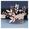 1pc Wedding Hair Comb, Sparkling Gold Crystal Flower Bridal Tiara, Hairpin Clips Jewelry Hair Accessories Hair Ornament (Color : Rose gold) view 3