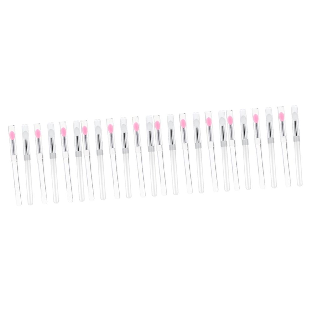 Balacoo 24 Pcs Silicone Lip Brush with Lid Portapotty Morphie Portable Reusable Lip Lidded Lip Small Eye Shadow Lipstick Brush Makeup Brush Applicator, 10.7x0.8cm