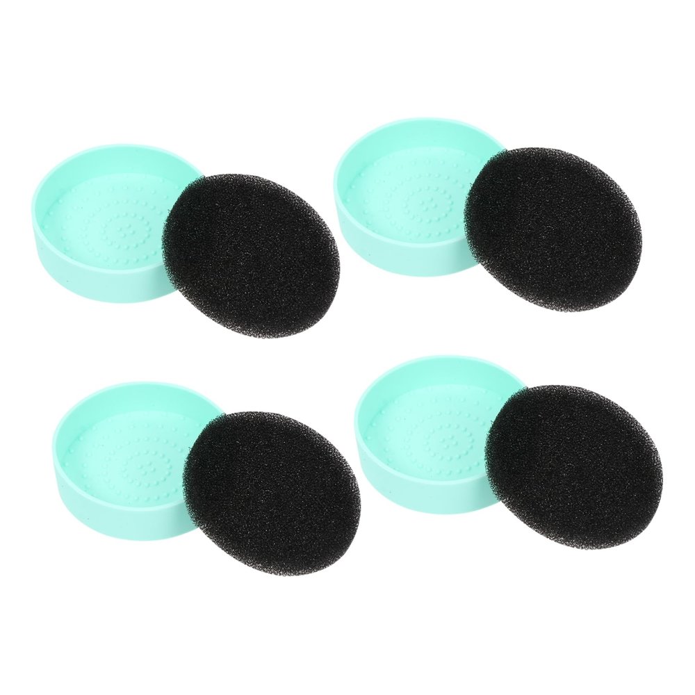 DOITOOL 4pcs Eye Shadow Brush Cleaner Pad Reusable Makeup Brush Cleaning Sponge Scrubber for Efficient Makeup Removal Travel-friendly No Water Needed Green