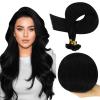 Full Shine Keratin Bond Hair Extensions Jet Black Ktip Human Hair Extensions 24 Inch Prebonded Extensions for Women 50 Grams Long Straight Natural Remy Hair view 1