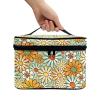 Yuuxorilu Abstract Hippie Daisy Floral Makeup Bags for Women Green Groovy Travel Cosmetic Organizer Case Portable Makeup Case Large Travel Tote Bag with Durable Handle Toiletry Bag Purse view 3