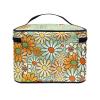 Yuuxorilu Abstract Hippie Daisy Floral Makeup Bags for Women Green Groovy Travel Cosmetic Organizer Case Portable Makeup Case Large Travel Tote Bag with Durable Handle Toiletry Bag Purse view 4