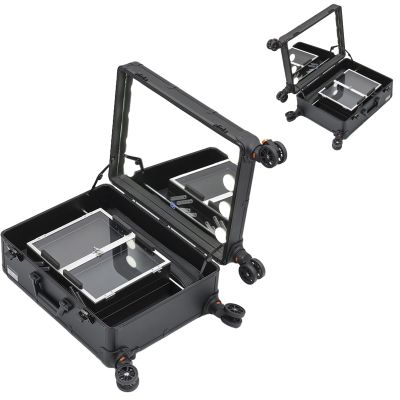 Makeup Train Cases Beauty Cosmetics Rolling Case Professional, Makeup Trolley Beauty Case On Wheels, Storage Organiser Large Space Travelling Trolley Box, Large Capacity Multifunction Box (Size : A)