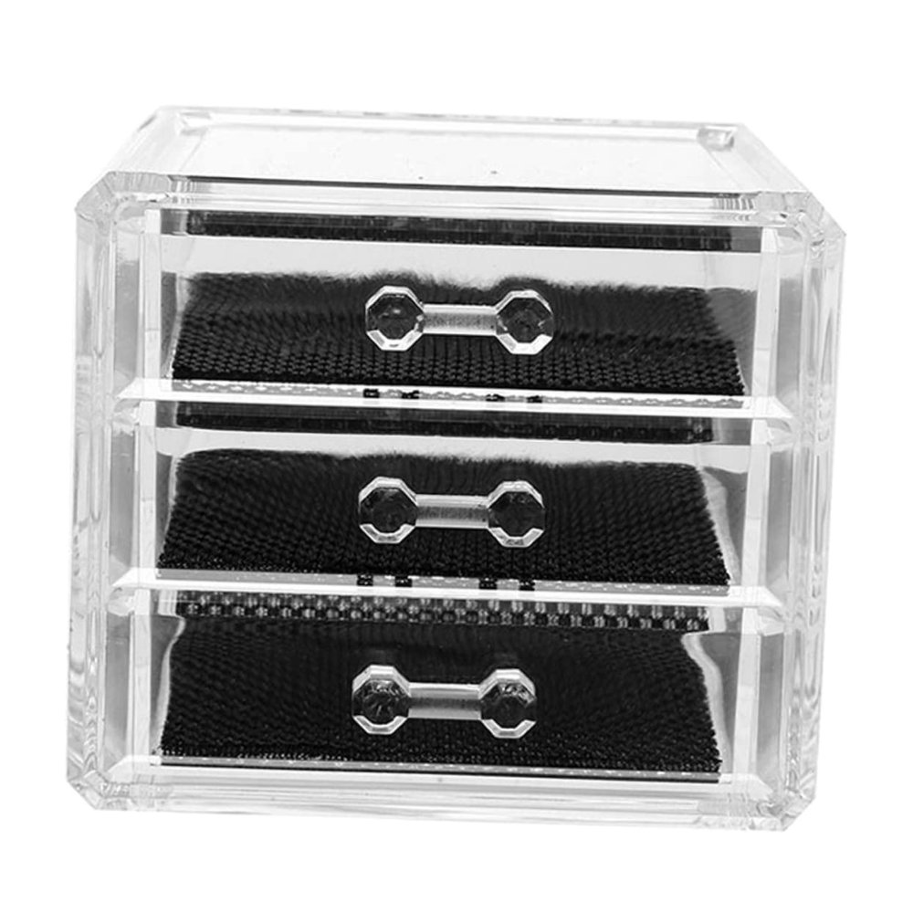 Angoily 3 Layered Cosmetics Organizer Desktop Storage Box Drawer Black for Home Office Desktop Material
