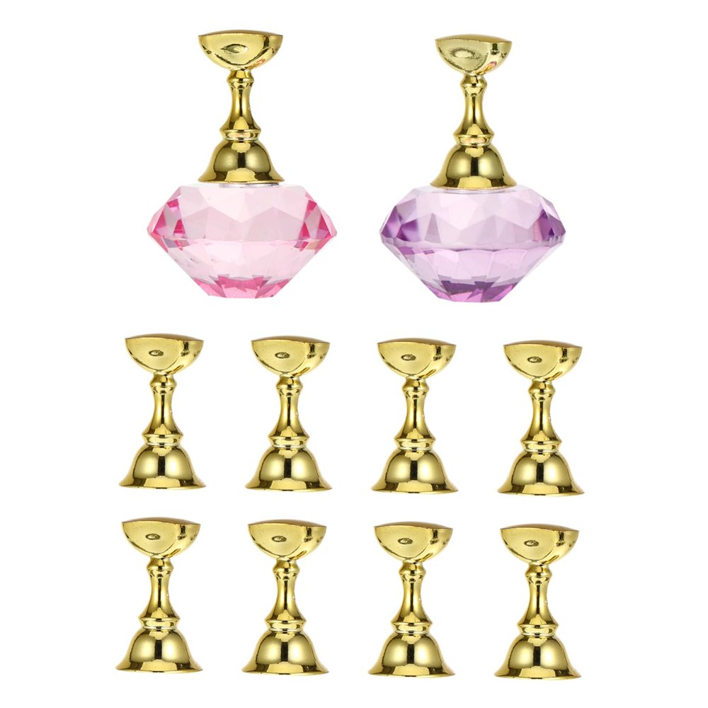 NOLITOY 2sets Nail Art Practice Holder Crystal Display Stand for Manicure Training Magnetic Base Suitable for Nail Salons and Home Use