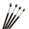 DOITOOL 4pcs Eye Makeup Brush Set Small Eyeshadow Blending Tools for Travel Soft Horse Hair Black Silver Cosmetic Kit for Eyeshadow Lip Blush and Foundation Application view 3