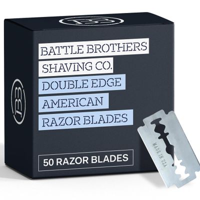 Made in USA Double Edge Razor Blades (50-Pack) Stainless Steel, Smooth & Sharp | Fits All DE Safety Razors | Battle Brothers