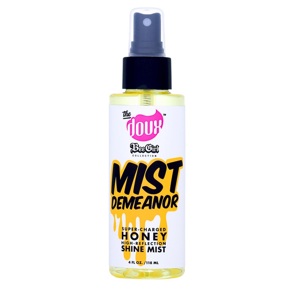 The Doux MIST DEMEANOR Shine Mist for Curly Hair  Heat Protection Spray with Cationic Honey & Silk Amino Acids  Lightweight Hair Gloss for Frizz Control, Humidity Resistance & Shine