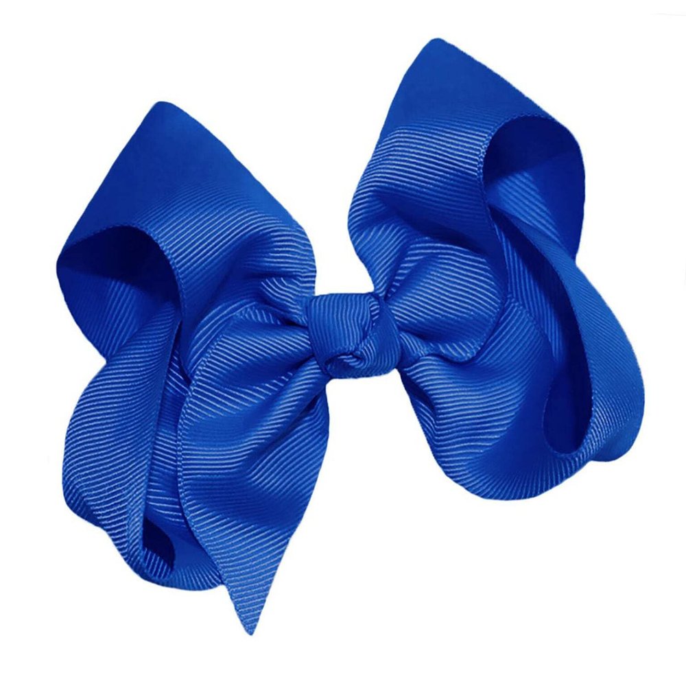 WEBB DIRECT2U Girls 4" Solid Grosgrain Ribbon Boutique Hair Bow Alligator Clip Blue