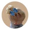 WEBB DIRECT2U Girls 4" Solid Grosgrain Ribbon Boutique Hair Bow Alligator Clip Blue view 3