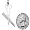 14kZone Rhodium Plated 925 Sterling Silver Barber Scissors and Comb Pendant view 3