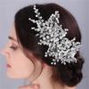 Bridal Pearl Rhinestones Hair Comb Handmade Wedding Accessories Headdress Party Jewelry Tiaras Gold view 3