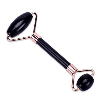 MOBYAT Black Obsidian Massage Roller Crystal Jade Stone Cellulite Wrinkle Roller Cool Beauty Tool for Skin Care 1Pcs (Color : Roller)