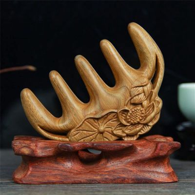 BAWHO Ancient Style Green Sandalwood Comb Massage Static Head Meridian Big Tooth Comb 1Pcs