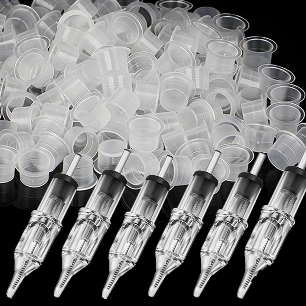 Yuelong Ink Caps Kit, 1040pcs Tattoo Caps Practice Kit Includes 10000 Plastic Pigment Caps Cups with 40pcs Mixed RL Kit for Permanent Makeup Tattoo Accessory Supplies