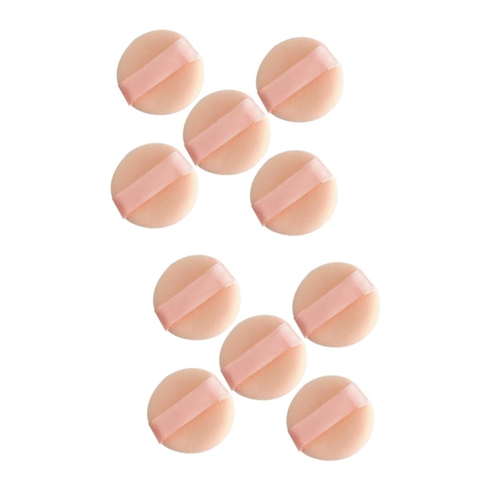 Mipcase 10pcs Mini Powder Flocking Puff Soft Velour Makeup Sponges for Loose Powder Application Reusable Beauty Tools for Foundation Concealer and Blush for Skin Types