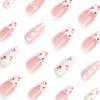 24Pcs Valentine's Day Press on Nails Almond French Tip Fake Nails White Heart Pearls Designs False Nails Cute Strawberry Pink Plaid Glue on Nails White Nail Tips Acrylic Nails for Women Girls Nail view 2