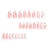 24Pcs Valentine's Day Press on Nails Almond French Tip Fake Nails White Heart Pearls Designs False Nails Cute Strawberry Pink Plaid Glue on Nails White Nail Tips Acrylic Nails for Women Girls Nail view 3