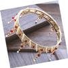 SkiNfd 1pc Lady Women Queen Party Head Alloy Costume Accessory Headwear Inlaid Tiara Birthday Bridal Imitation Accessories Round Crown Banquet Hair Pearl Wedding Baroque Hoop Jewelry view 4