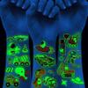 20 Sheets Glow In The Dark Temporary Tattoos For Kids Boys, Dinosaur Construction Truck Racing Car Outer Space Astronaut Fake Night Glitter Glowing Luminous Tattoo Stickers For Children Excavator view 1