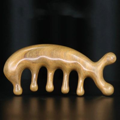 MOBYAT Massage Meridian Hair Comb Natural Green Sandalwood Body Massage Thickened Wide Tooth Comb 1Pcs