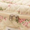 3 Pcs Cotton Quilted Makeup Bag, Large Aesthetic Cosmetic Bag Set Cute Flower Travel Toiletry Bag Makeup Brushes Storage Bag Trendy Makeup Organizer Bag for Women Girls (Pink Flower Set) view 4