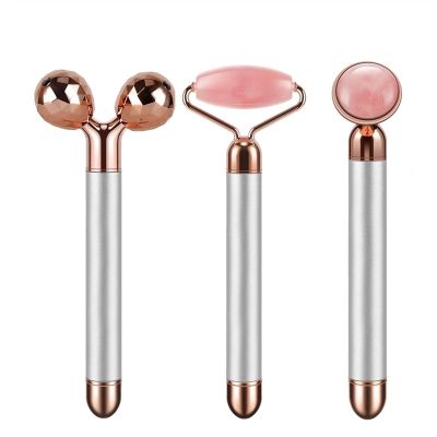 BAWHO 3 in 1 Powder Crystal Jade Stick Massage Stick Face Shaping Massage Eye Cream Stick 3D Roller Home Beauty Salon Stick 1Pcs (Color : Gold)