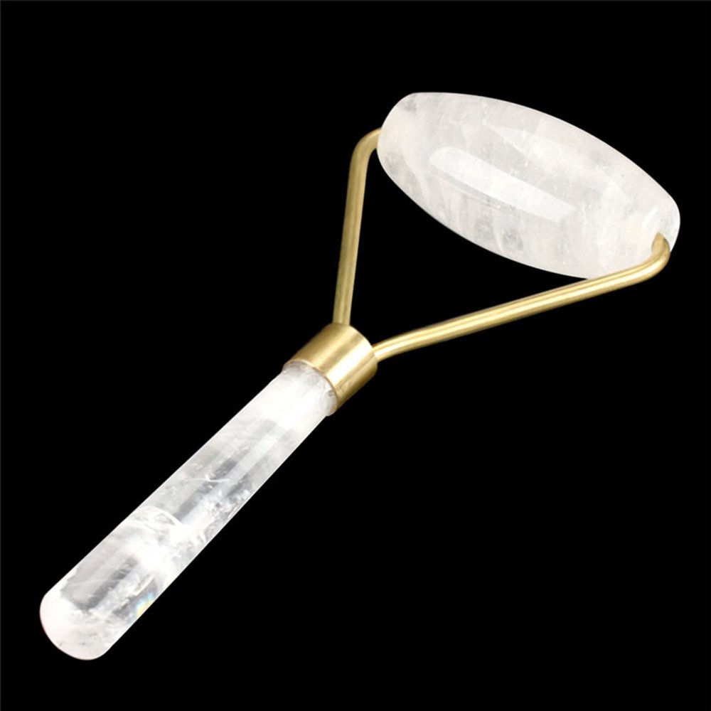 BAWHO Semi Precious Crystal Single Roller Collection Massage Tool from for Slimming Face 1Pcs (Color : Ivory)