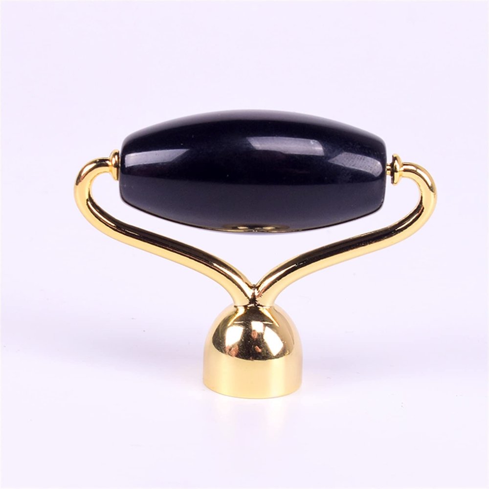 BAWHO Face Jade Massage Roller Black Obsidian Scraper Gemstone Massager Tools Slimming Face Wrinkle Removal 1Pcs (Color : 4)