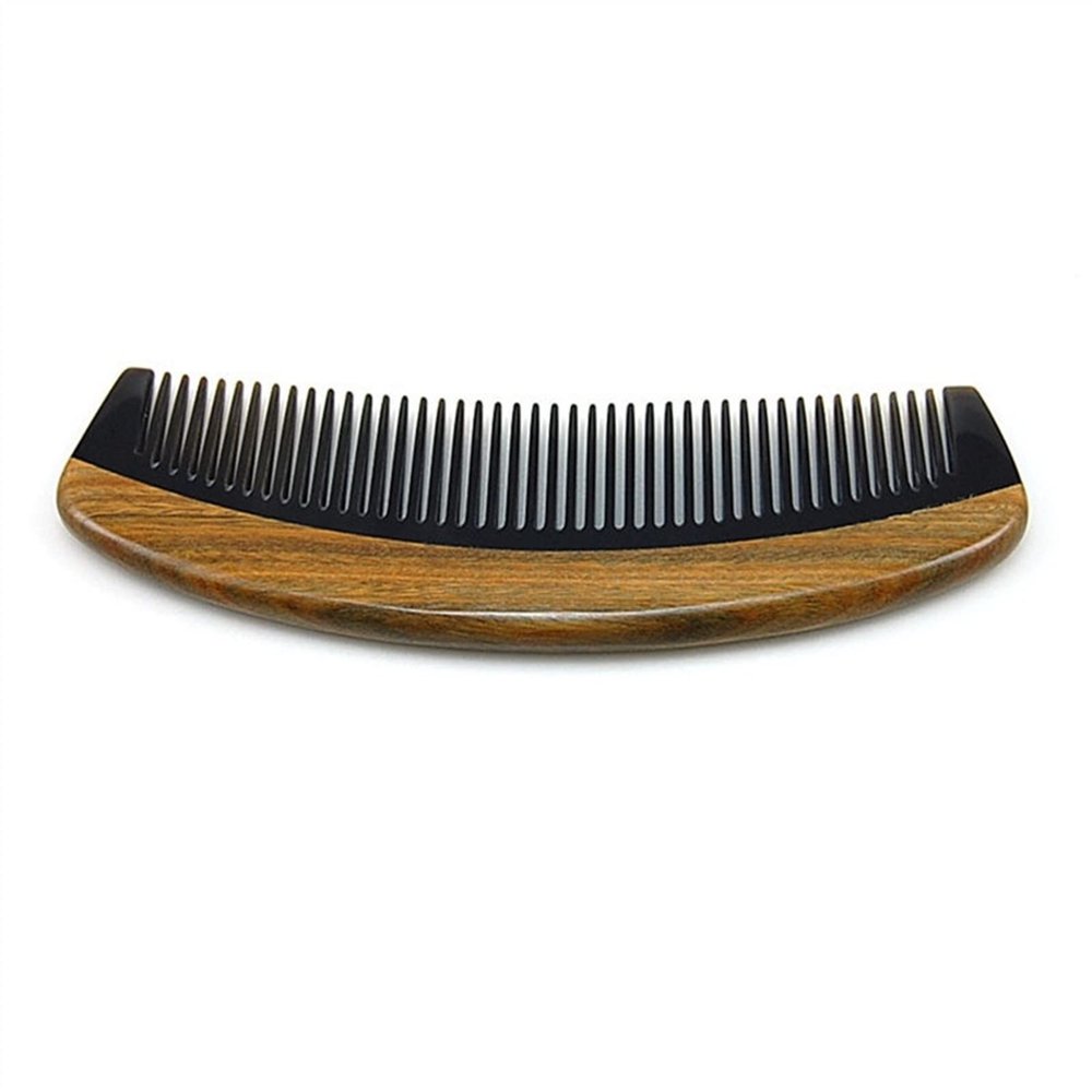 BAWHO Horn Wood Combined with Dense Tooth Straight Hair Massage Comb Static Hair Care Smooth Comb 1Pcs