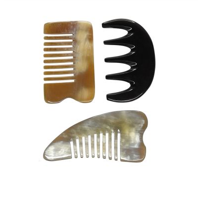 BAWHO Yellow Ox Horn Beauty Scraping Guasha Scalp Massage Comb Gua Sha Scraper Board for Paint Removal Head Massage 1Pcs (Color : 1pcs Sheep Horn Comb)