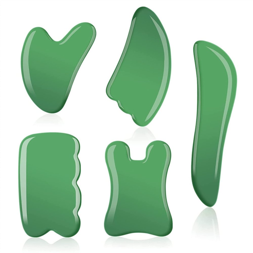 BAWHO Jade Rib Stick Face Scraping Eye Face Whole Body Rib Stick Beauty Jade Dark Green Crystal Plate for FaceBody Scraping Beauty 1Pcs (Color : 3)