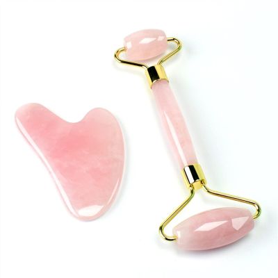 BAWHO Quartz Jade Roller Massager for Lifting Face Pink Stone Cellulite Wrinkle Crystal Skincare Rollers Tool 1Pcs (Color : B)