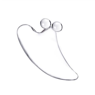 BAWHO Face Lift Massage Care Tool Body Arm Leg Slimming Gua Sha Scraper Board for Beauty, Double Bead Transparent Massage Tools 1Pcs