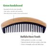 BAWHO Horn and Green Sandalwood Comb Stitching Massage Head Household Static Comb 1Pcs view 3