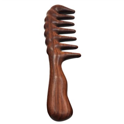 BAWHO Sandalwood Comb Massage Ultra-Wide Tooth Large Tooth Static Solid Wood Thickened Handle Comb 1Pcs