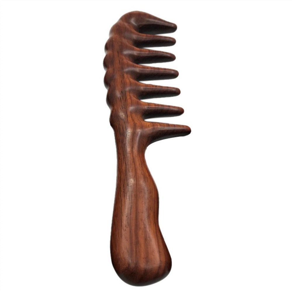 BAWHO Sandalwood Comb Massage Ultra-Wide Tooth Large Tooth Static Solid Wood Thickened Handle Comb 1Pcs
