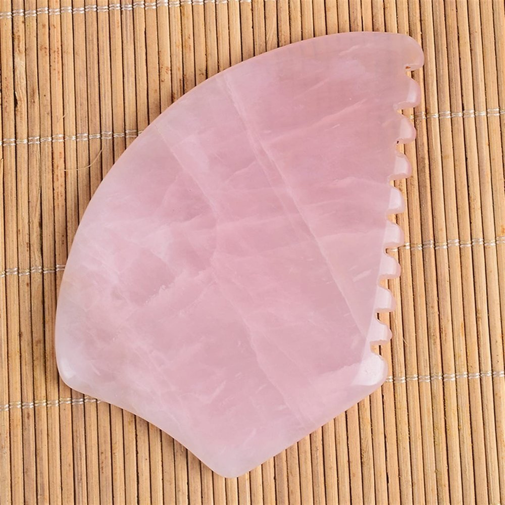 BAWHO Natural Stone Lifting Tool Rose Quartz Sawtooth Gua Sha Scraper Face Beauty Body Scraping Muscle Relaxation Massage Board 1Pcs