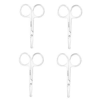 HAKIDZEL 4pcs Facial Grooming Scissors Set for Nose Hair Eyebrow Beard Trimming Stainless Steel Rounded Tip Scissors for Men Women Ergonomic
