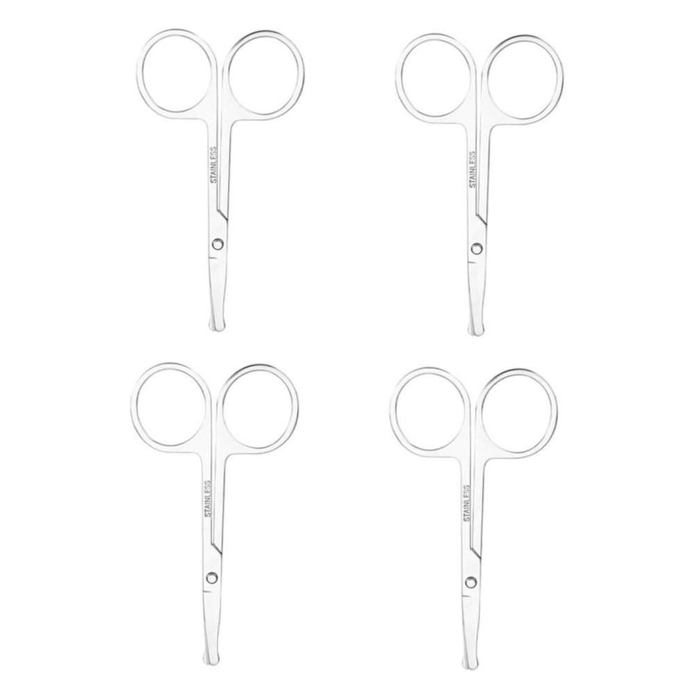 HAKIDZEL 4pcs Facial Grooming Scissors Set for Nose Hair Eyebrow Beard Trimming Stainless Steel Rounded Tip Scissors for Men Women Ergonomic